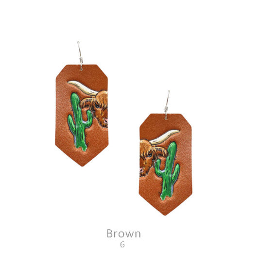 Leather Cow Earrings Double C Western Supply