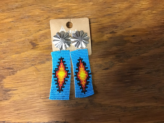 Concho And Turquoise Banner Earrings Double C Western Supply