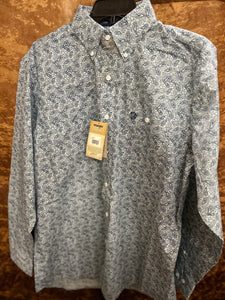 Wrangler® George Strait One Pocket Long Sleeve Shirt - Aqua