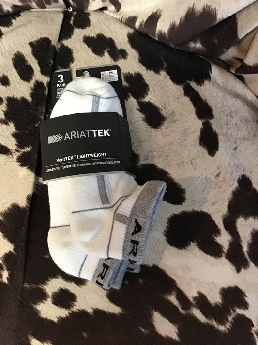 Ariat VenTek Low Cut Socks/White/Grey