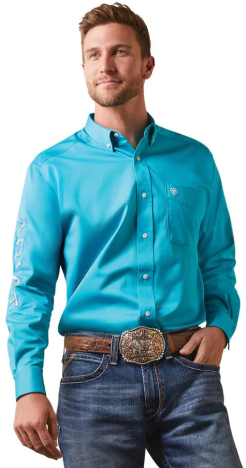 ARIAT MEN'S TEAM LOGO TWILL BLUE BIRD SHIRT Ariat