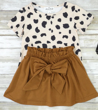 Cow Print Top & Caramel Tie Skirt Set Baby & Toddler Double C Western Supply