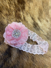 Load image into Gallery viewer, Lace baby girl flower head wrap
