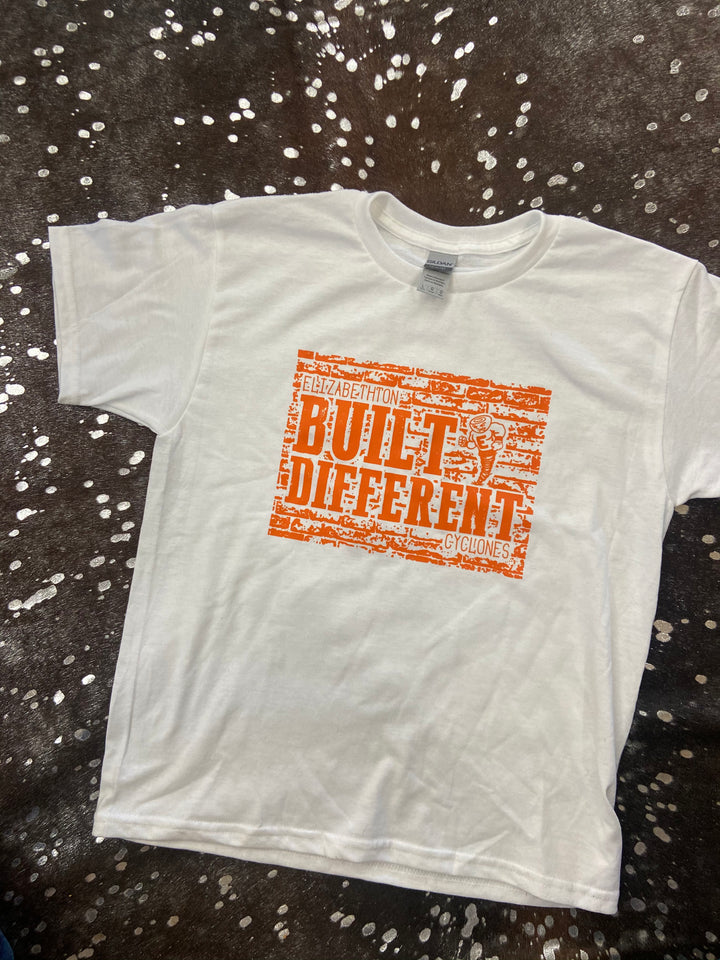 Elizabethton Cy1xwclones T-l,, T-Shirt White Built Different 60% off mom dad grads Tattered Bee Tattered Bee