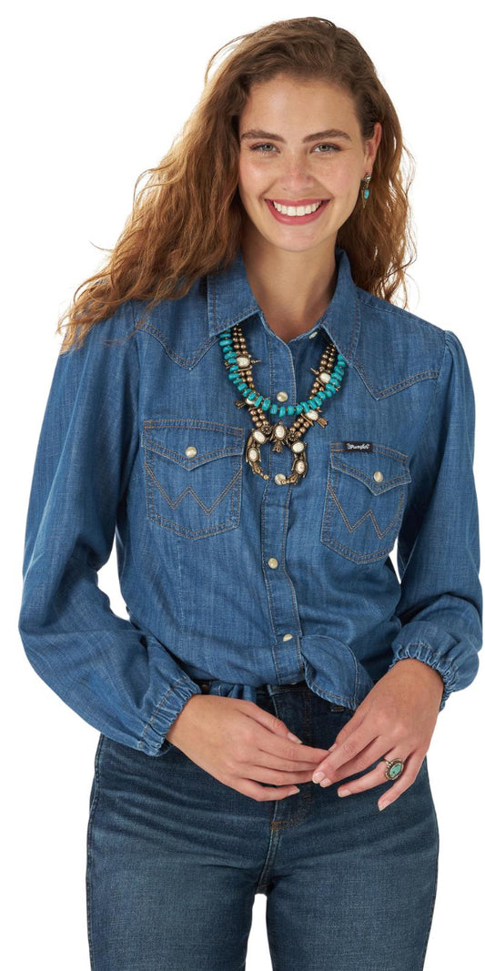 Wrangler® Retro® Western Vintage Shirt - Denim Shirts & Tops Wrangler