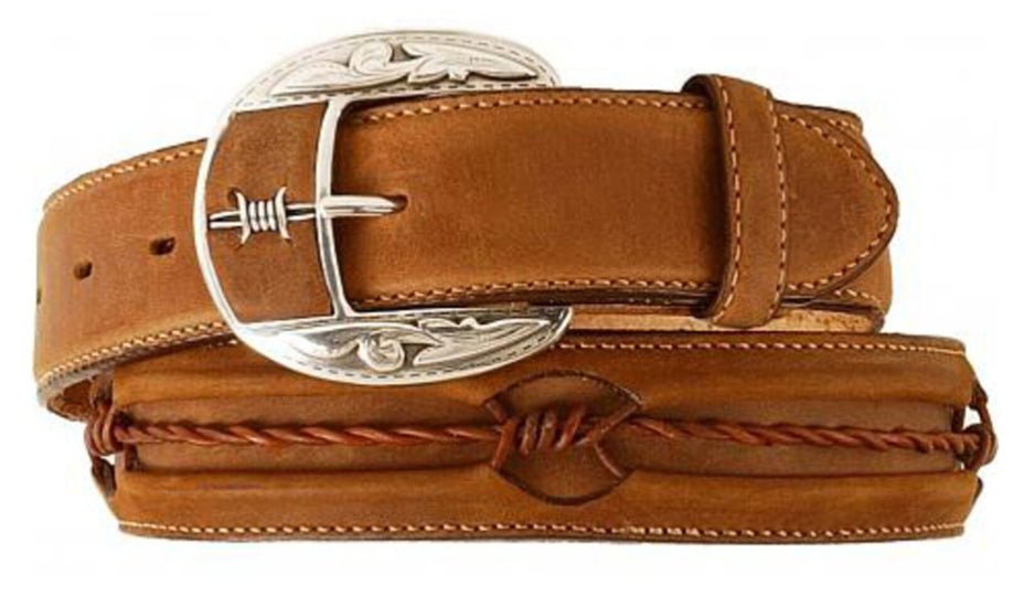 JUSTIN BARBED WIRE BELT/BROWN - Double C Western SupplyJustin
