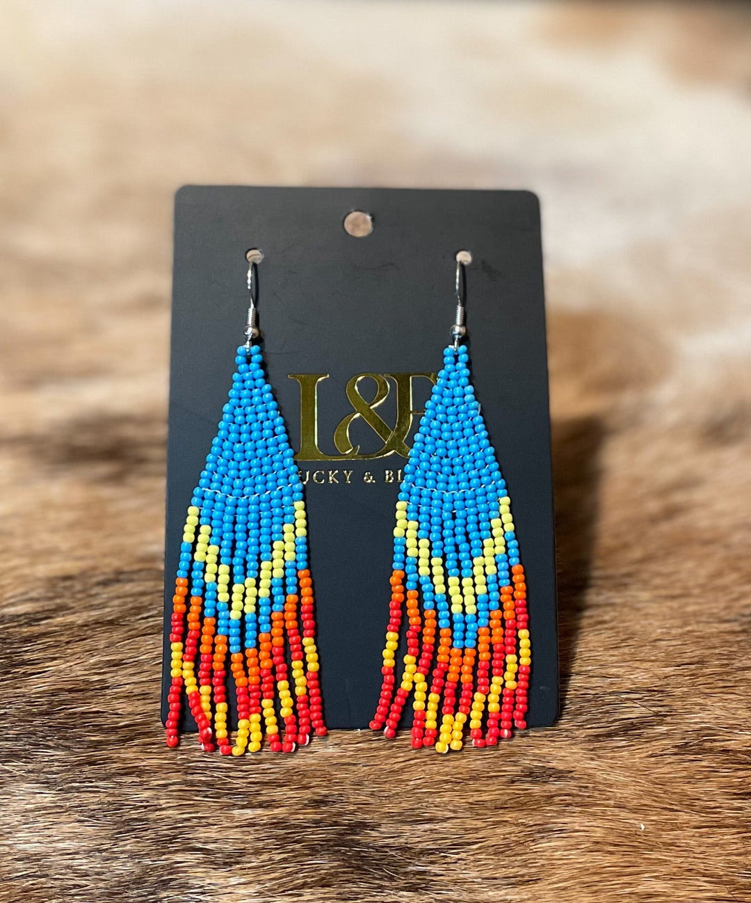 L & B Blue Bead Earrings - Double C Western SupplyL & B